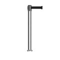 Montour Line Stanchion Belt Barrier Fixed Base Pol.Steel Post 14ft.Black Belt MX650F-PS-BK-140